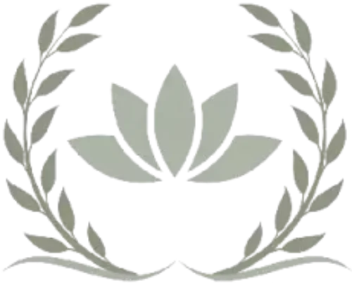 A logo for Kemit Care featuring a stylized lotus flower in a muted green-grey color, flanked by two symmetrical olive or laurel branches forming a half-wreath. The design has a natural, elegant, and ancient feel.